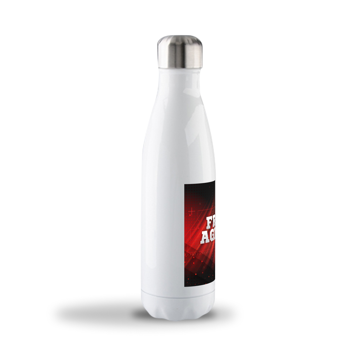 White bottle with stainless steel interior