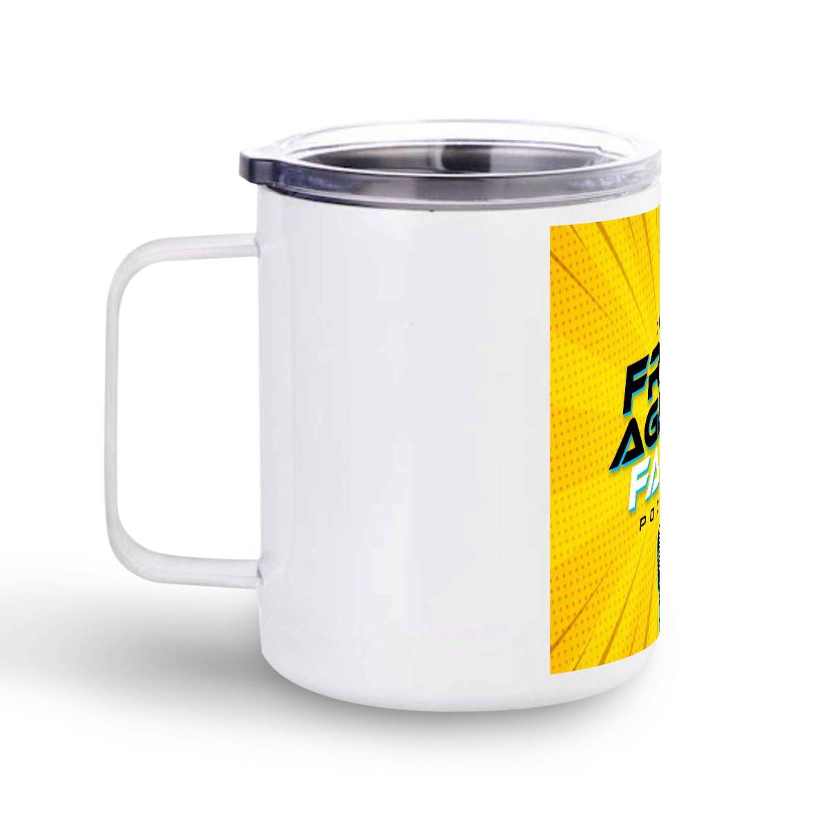 Stainless steel mug with clear lid