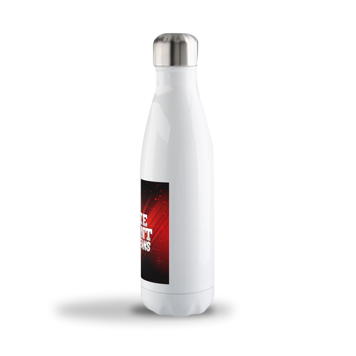 White bottle with stainless steel interior