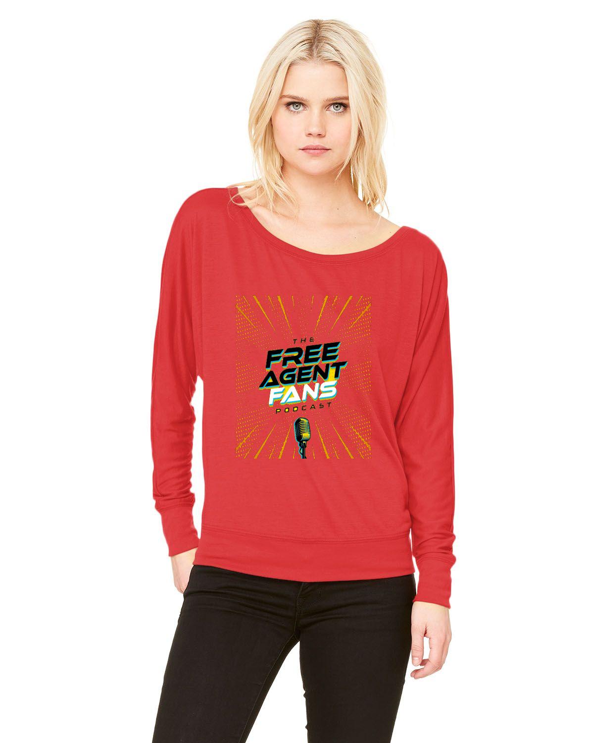 Bella + Canvas Ladies' Flowy Long-Sleeve Off Shoulder T-Shirt | 8850