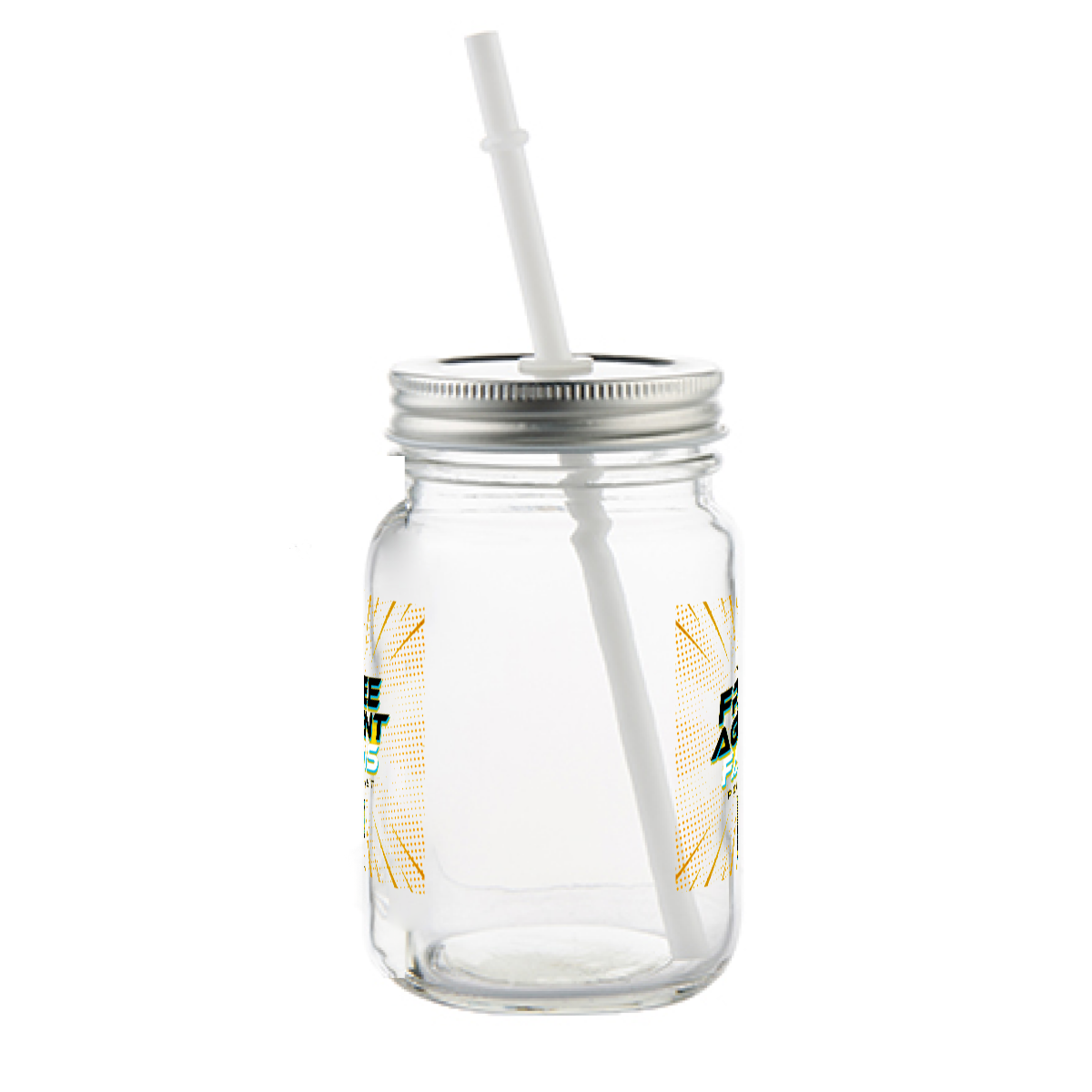 Clear glass mason jar with handle