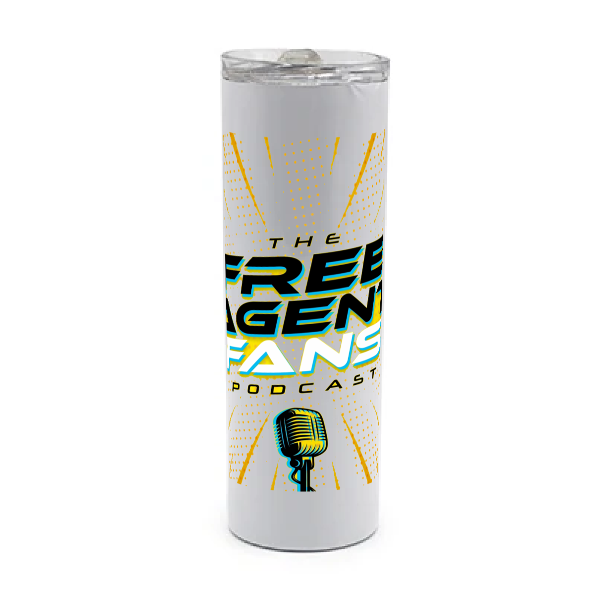 White tumbler with stainless steel interior
